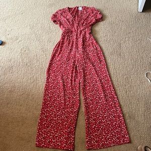 Red floral jumpsuit